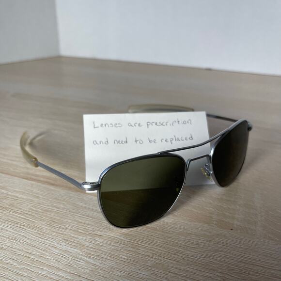 Vintage Randolph Engineering 5 1/2 Sunglasses Aviator Matte Chrome Metal - Picture 1 of 10